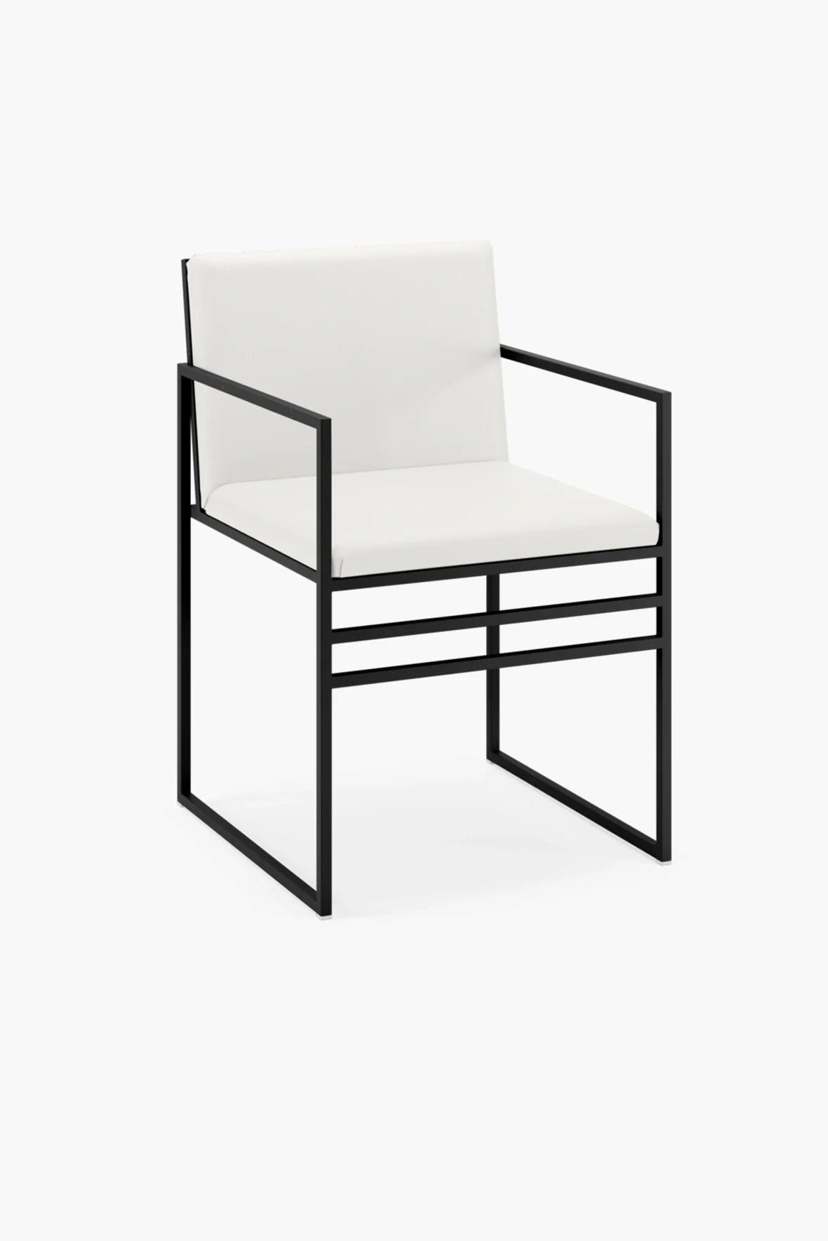 Sella dining chair featuring a black frame and minimalist design with ivory leather seat, perfect for modern interiors.